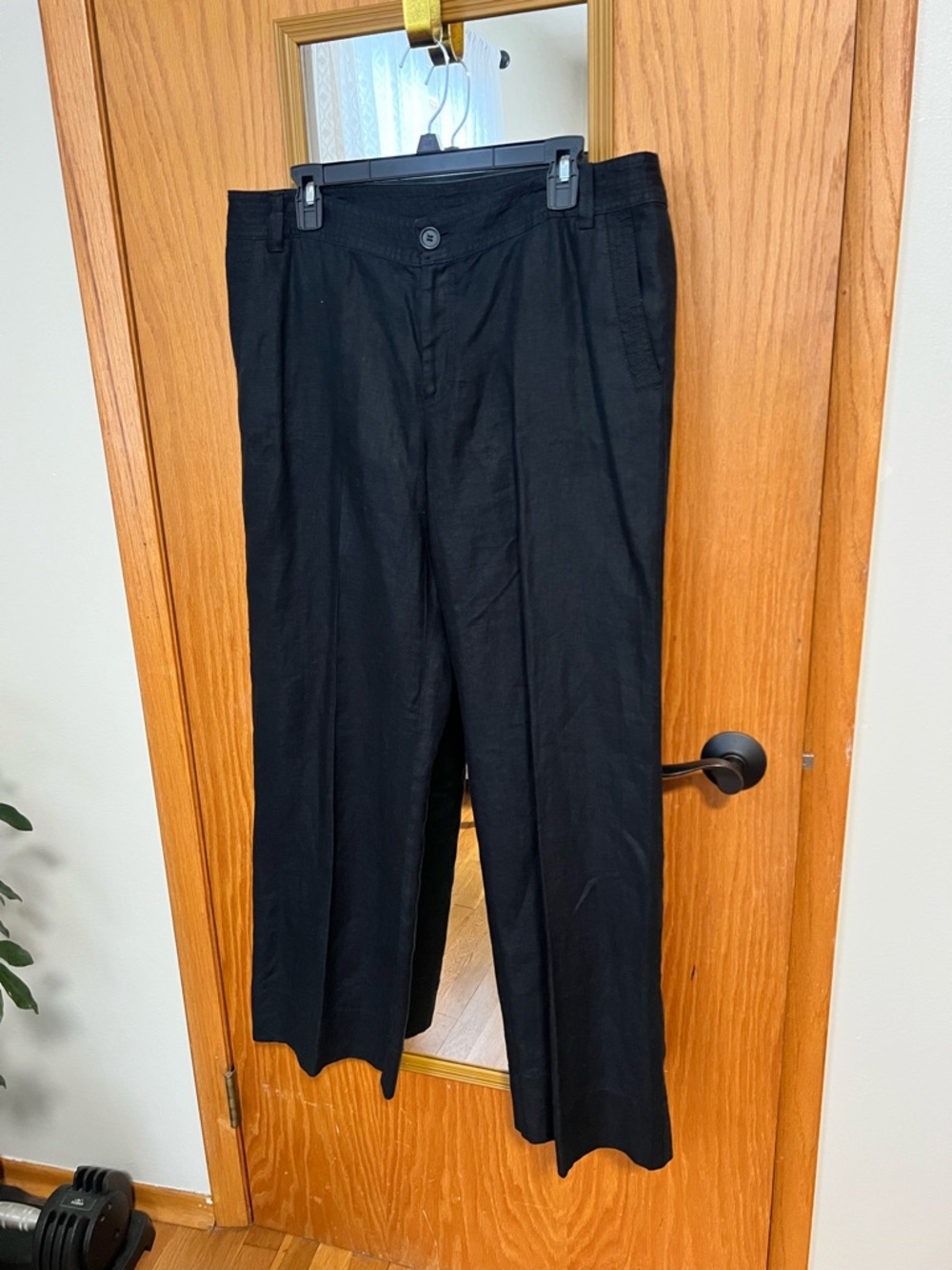 Liz Claiborne Black Straight-Leg Linen Women's Pants
